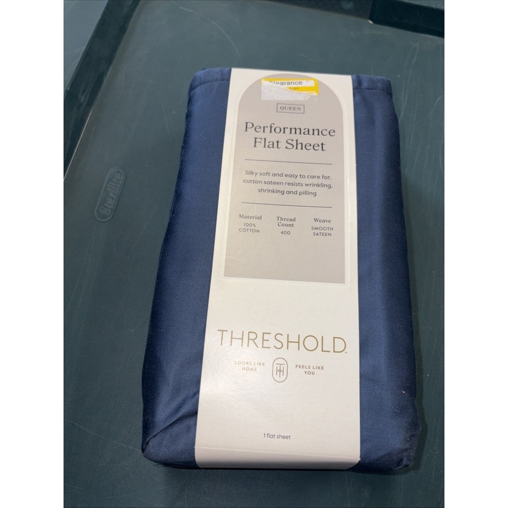 Threshold‎ Queen Size 400 Thread Count Performance Flat Sheet - Metallic Blue